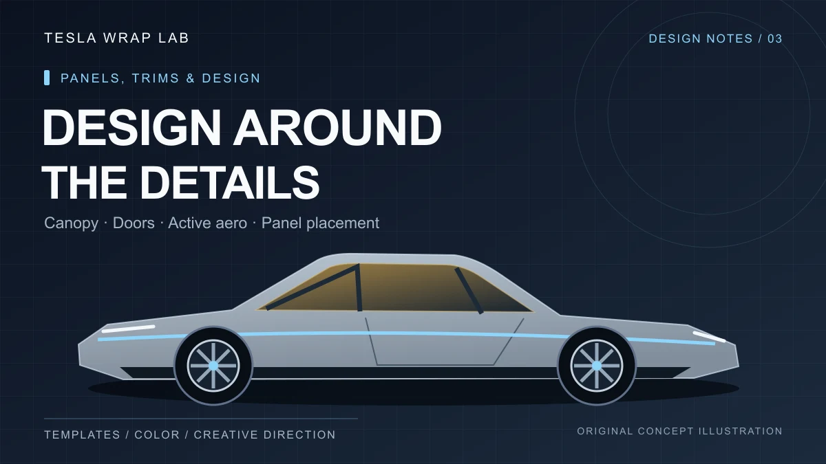 Roadster concept illustration highlighting canopy, door and lower aero design areas